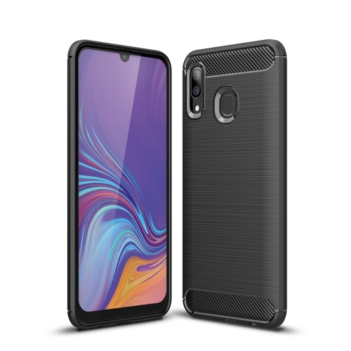 Brushed Texture Carbon Fiber Shockproof Husa Extra Samsung A30 (Black)