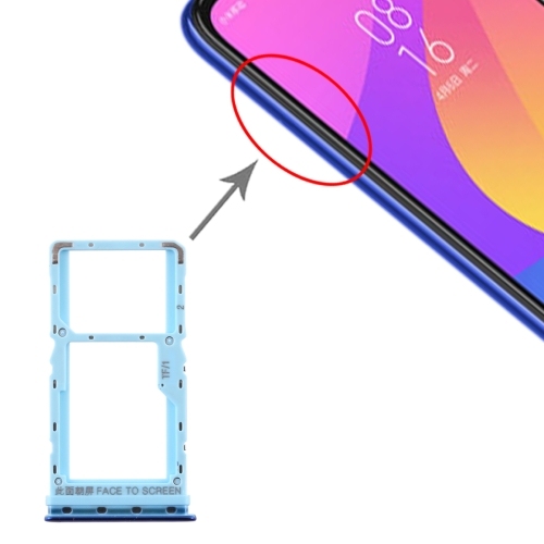 SIM Card Tray + SIM Card Tray / Micro SD Card Tray for Xiaomi Mi CC9e / Mi A3(Blue)