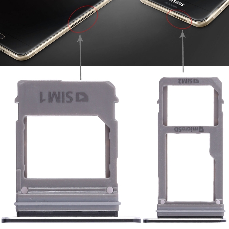 2 SIM Card Tray + Micro SD Card Tray for Samsung A520 / A720 (Black)