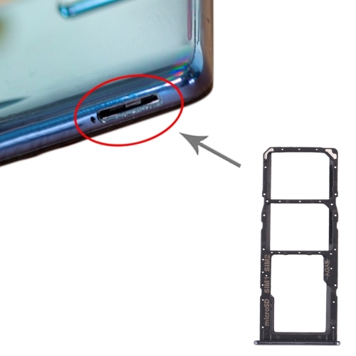 SIM Card Tray + SIM Card Tray + Micro SD Card Tray for Samsung Galaxy A71(Black)