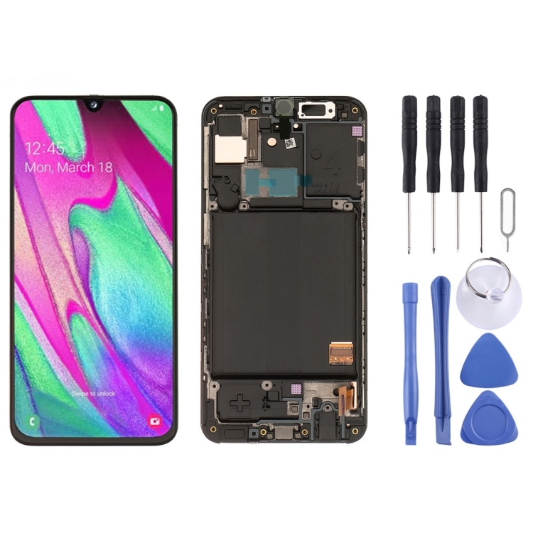 LCD SAMSUNG A40 / A405 BLACK WITH FRAME ORIGINAL