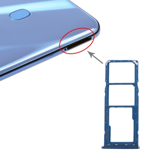 SIM Card Tray + SIM Card Tray + Micro SD Card Tray for Samsung A20 A30 A50 (Blue)