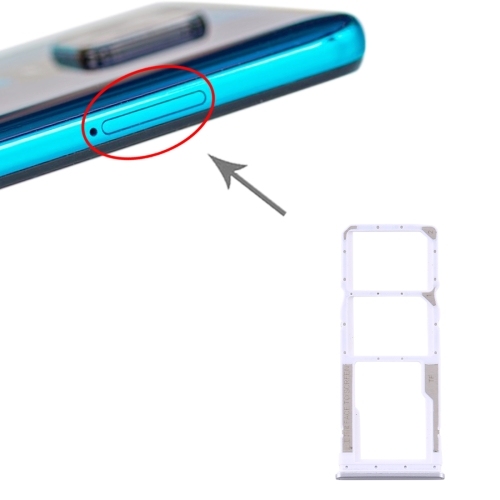 SIM Card Tray + SIM Card Tray + Micro SD Card Tray for Xiaomi Redmi Note 9S(Silver)