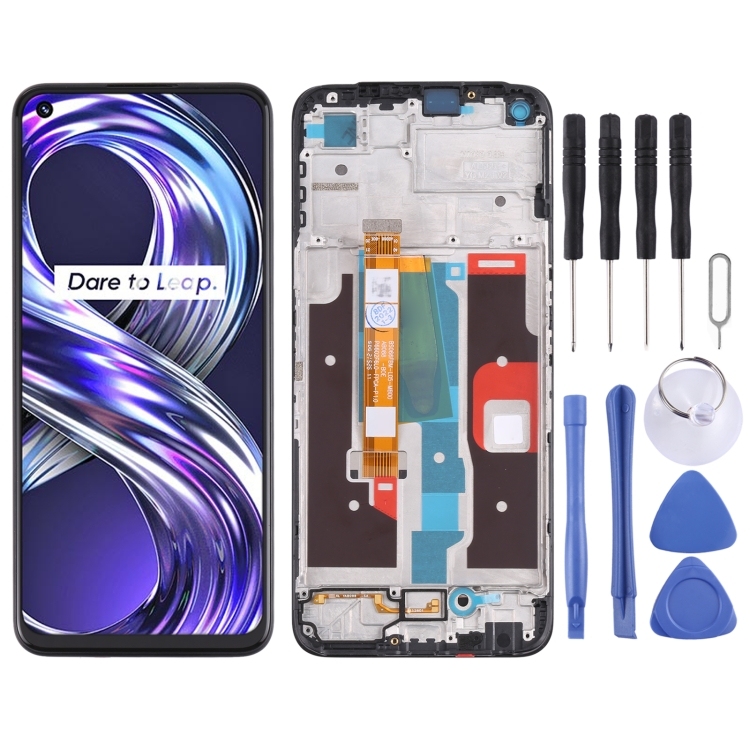LCD REALME 8i BLACK WITH FRAME AAA