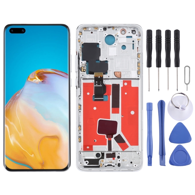 LCD HUAWEI P40 PRO (2020) SILVER WITH FRAME ORIGINAL