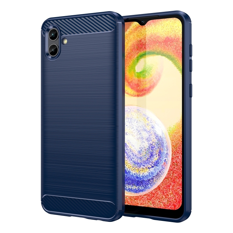 Husa p/u Samsung Galaxy A04 Brushed Texture Carbon Fiber TPU Phone Case (Blue)
