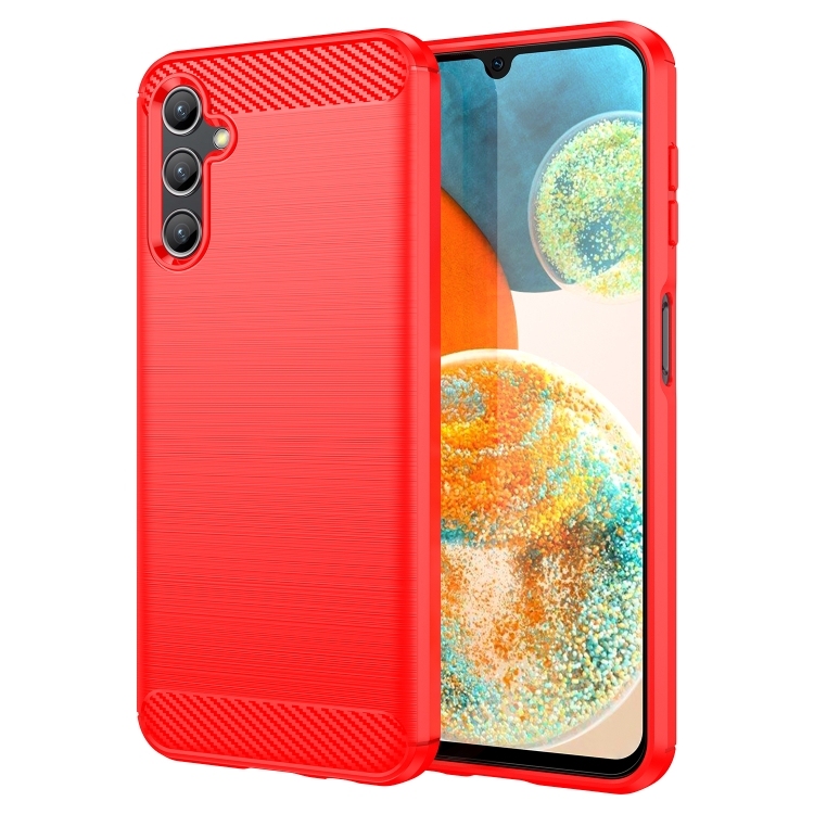 Husa p/u Samsung A14 4G Brushed Texture Carbon Fiber (Red)