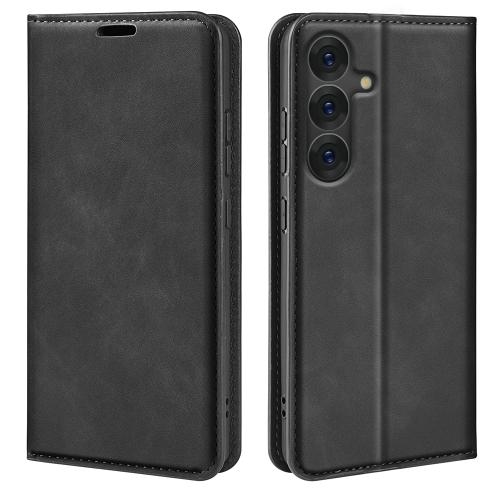 Samsung S25+ 5G Retro-skin Magnetic Suction Piele Husa (Black)