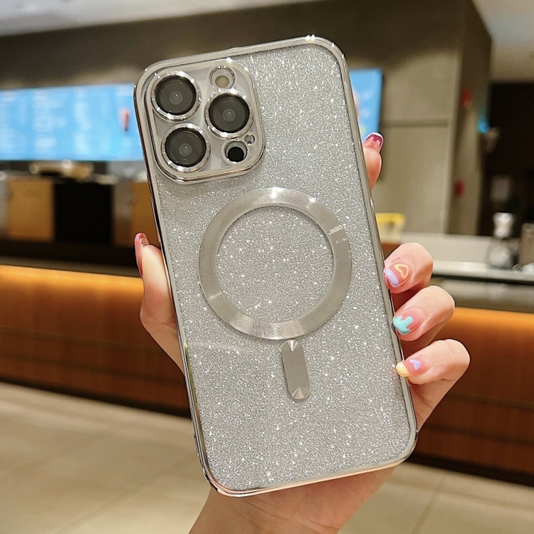 iPhone 13 Pro MagSafe Glitter Electroplating Husa (Silver)