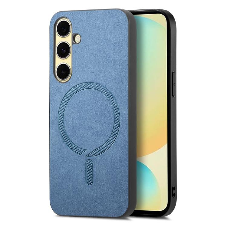 Samsung Galaxy A56 5G Solid Color Retro Magsafe PU Back Cover Phone Husa (Blue)