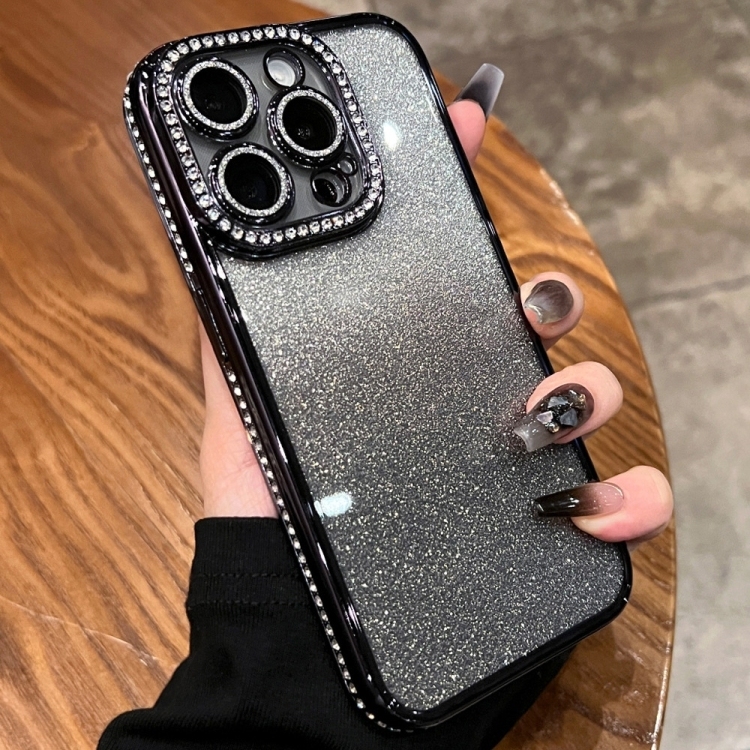 iPhone 16 Pro Max Diamond Gradient Glitter TPU Phone Husa (Gradient Black)