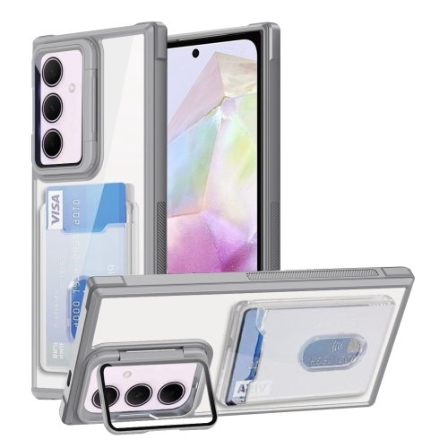 Samsung A35 Global Card Bag Holder Acrylic Hybrid TPU Husa (White)