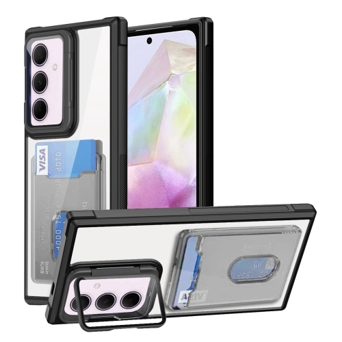 Samsung A35 Global Card Bag Holder Acrylic Hybrid TPU Husa (Black)