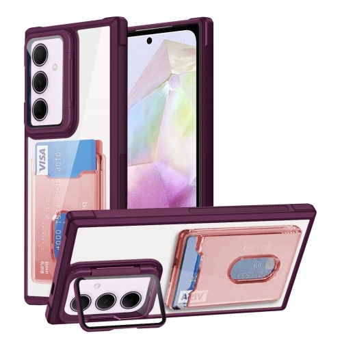Samsung A35 Global Card Bag Holder Acrylic Hybrid TPU Husa (Red)