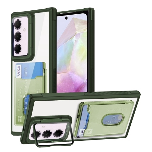 Samsung A35 Global Card Bag Holder Acrylic Hybrid TPU Husa (Green)