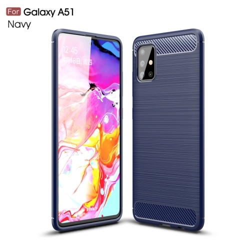 Husa Extra Samsung A51 Brushed Texture Carbon Fiber (Navy Blue)