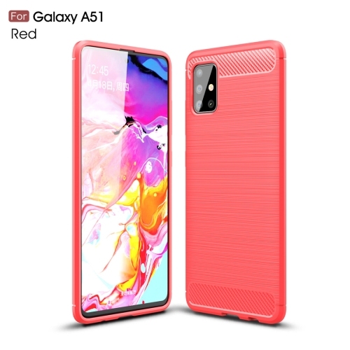 Husa Extra Samsung A51 Brushed Texture Carbon Fiber (Red)