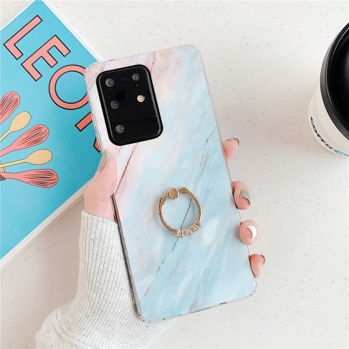 Husa Extra Samsung A71 TPU Smooth Marble with Ring Metal Rhinestone (Blue Q7)