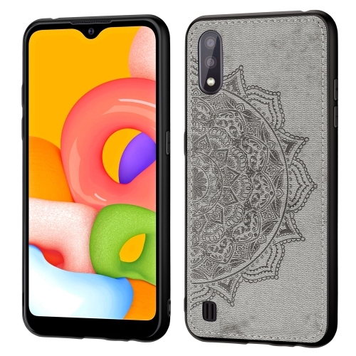Husa Extra Samsung A01 Mandala with Magnetic Function and Hand Strap (Gray)