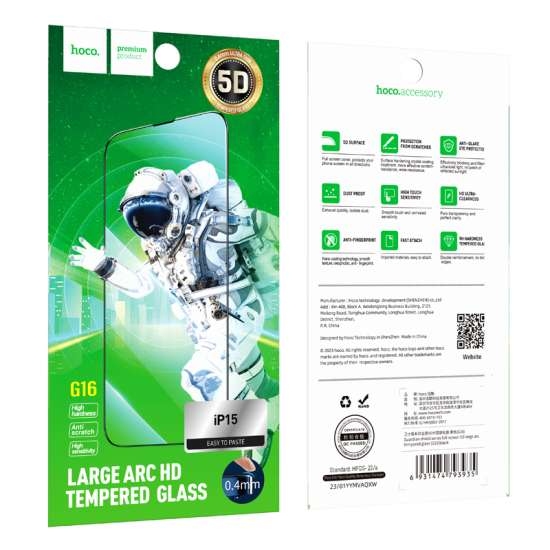Hoco Guardian shield series full-screen 5D large arc tempered glass set for iP16 Pro Max(10PCS)(G16)