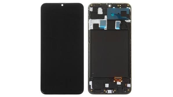 LCD SAMSUNG A20 / A205 BLACK WITH FRAME IPS (KAIKU)
