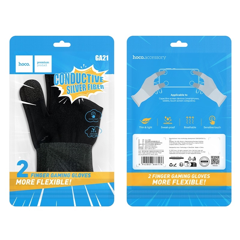 Hoco GA21 Eagle Claw silver fiber two-finger gaming gloves(2PCS pack) black