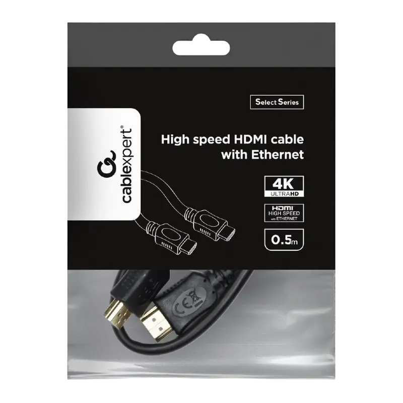 Cable HDMI to HDMI  0.5m  Cablexpert  male-male, V1.4, Black, CC-HDMI4L-0.5M