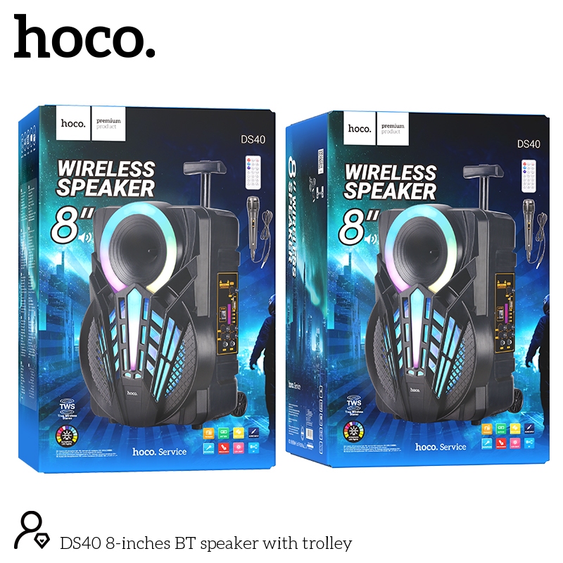 Hoco DS40 8-inches BT speaker with trolley black